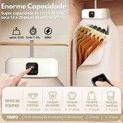 Estrutura vertical da SecaBox comportando até 10 kg (12–20 peças)